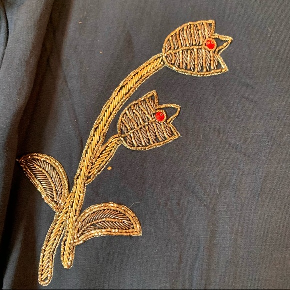 ERMANNO SCERVINO JR Navy BLUE Silver & Gold EMBROIDERED Bee Flowers Crest SHIRT - Picture 4 of 7